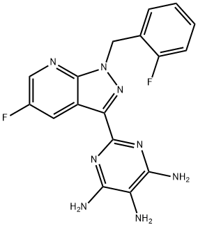 2-[5-ஃப்ளோரோ-1-(2-புளோரோபென்சைல்)-1எச்-பைராசோலோ[3,4-பி]பைரிடின்-3-யில்]பைரிமிடின்-4,5,6-ட்ரைமைன்
