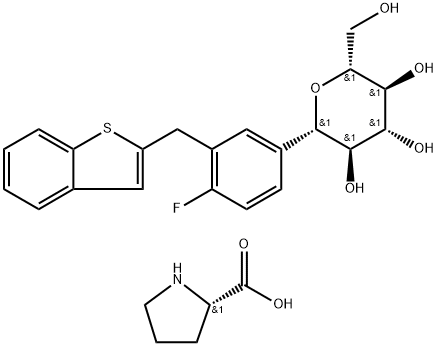 எல்-புரோலின் தொகுப்பு. உடன் (1S)-1,5-anhydro-1-C-[3-(benzo[b]thien-2-ylmethyl)-4-fluorophenyl]-D-glucitol (1:1)